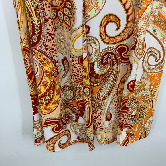 Emory Rose Pants High Rise Printed Wide Leg Flowy Palazzo Paisley - Picture 6 of 12